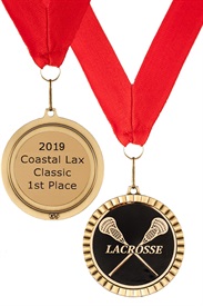 MDL-CM- Crossed Stick Mylar Lacrosse Medal ***SALE $3.45***